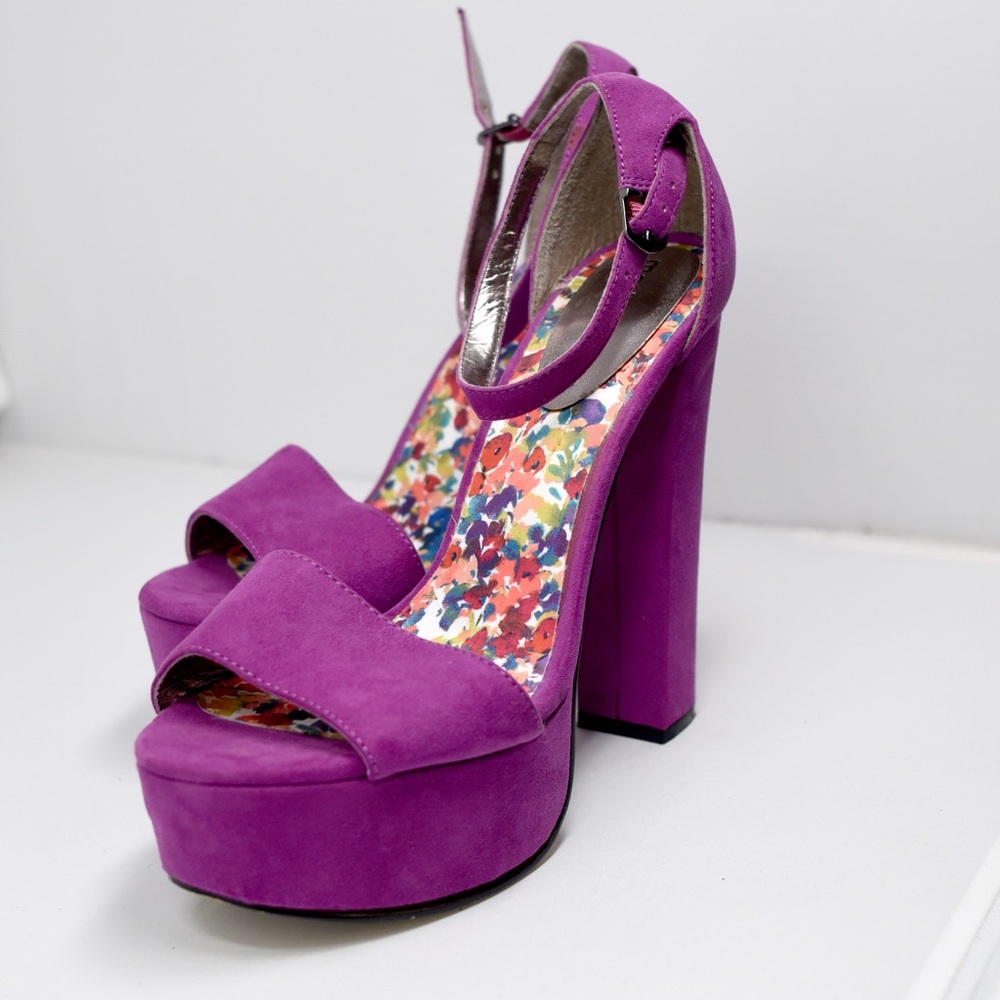 Madden Girl purple ankle strap platform heels